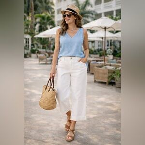 Gloria Vanderbilt Shape Effect High-Rise Wide Leg Crop Pants | NWT | Size 14